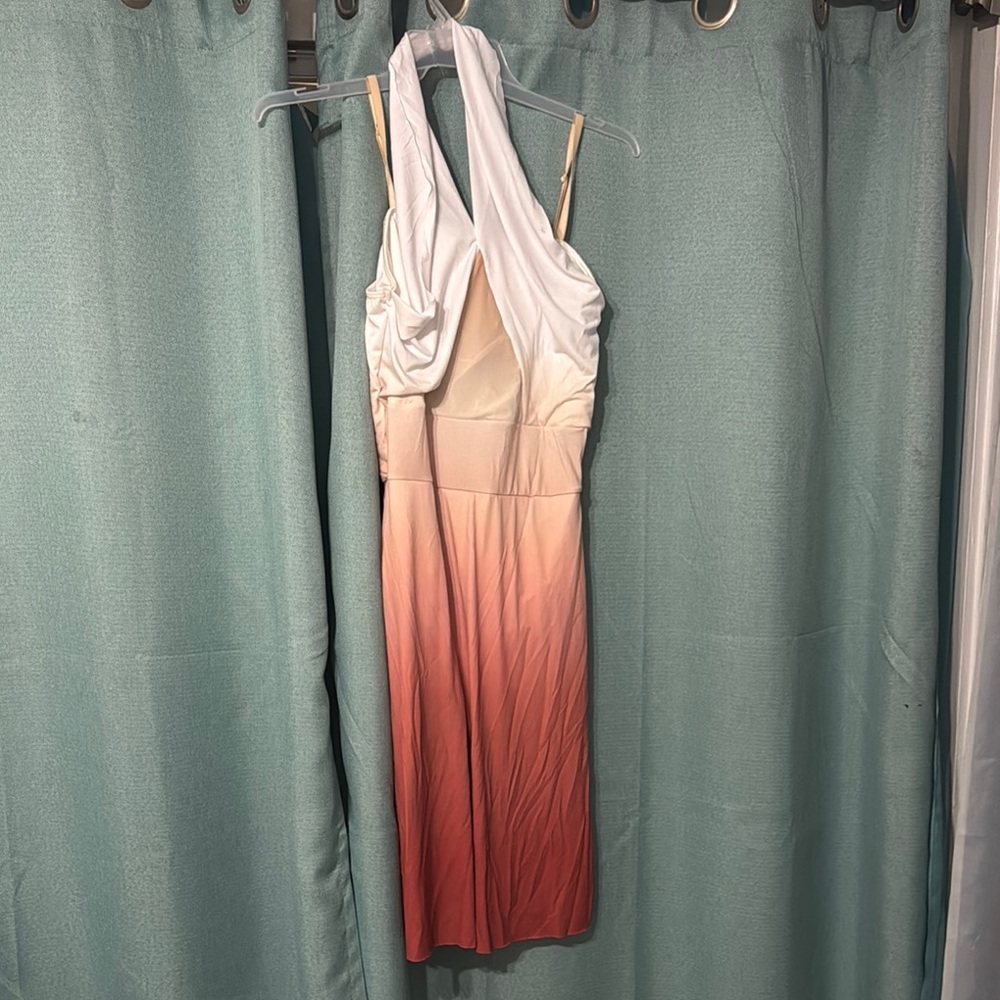 Dance Costume Salmon Ombre Tie Neck Open Back